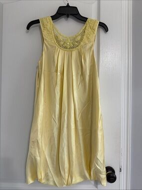 BCBGMaxAzria Yellow Lace Yoke Satin Dress
